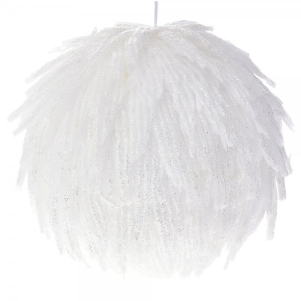 Χριστουγεννιάτικη Μπάλα Οροφής Λευκή με Στρας (22cm)